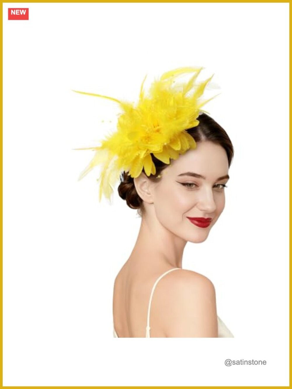 Women Fascinator Hat Feather Flower Headband Clip Tea Party Derby Church
